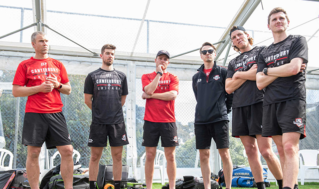 Brendon Donkers, Sean Davey, Ed Nuttall, Physio, Jack Boyle (batsman), Fraser Sheat.
Canterbury Kings cricket squad training at Lincoln, Christchurch on Thursday 17th September 2020.
Copyright photo: Ken Baker / www.photosport.nz