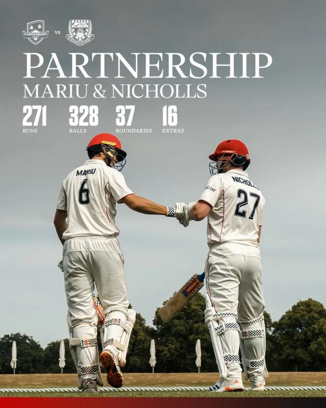 Rhys Mariu & Henry Nicholls put on the highest second-wicket partnership for Canterbury in First Class Cricket 👊🔥

Classy stuff

#canterburycricket